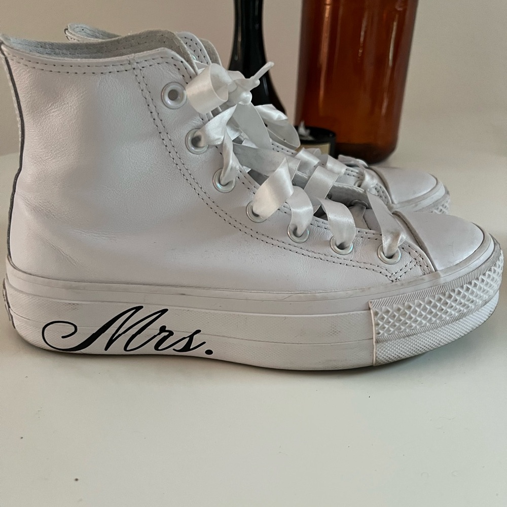 Custom Mrs Chuck Taylor All Star Lift Platform Wedding high top sneaker - Picture 3 of 8